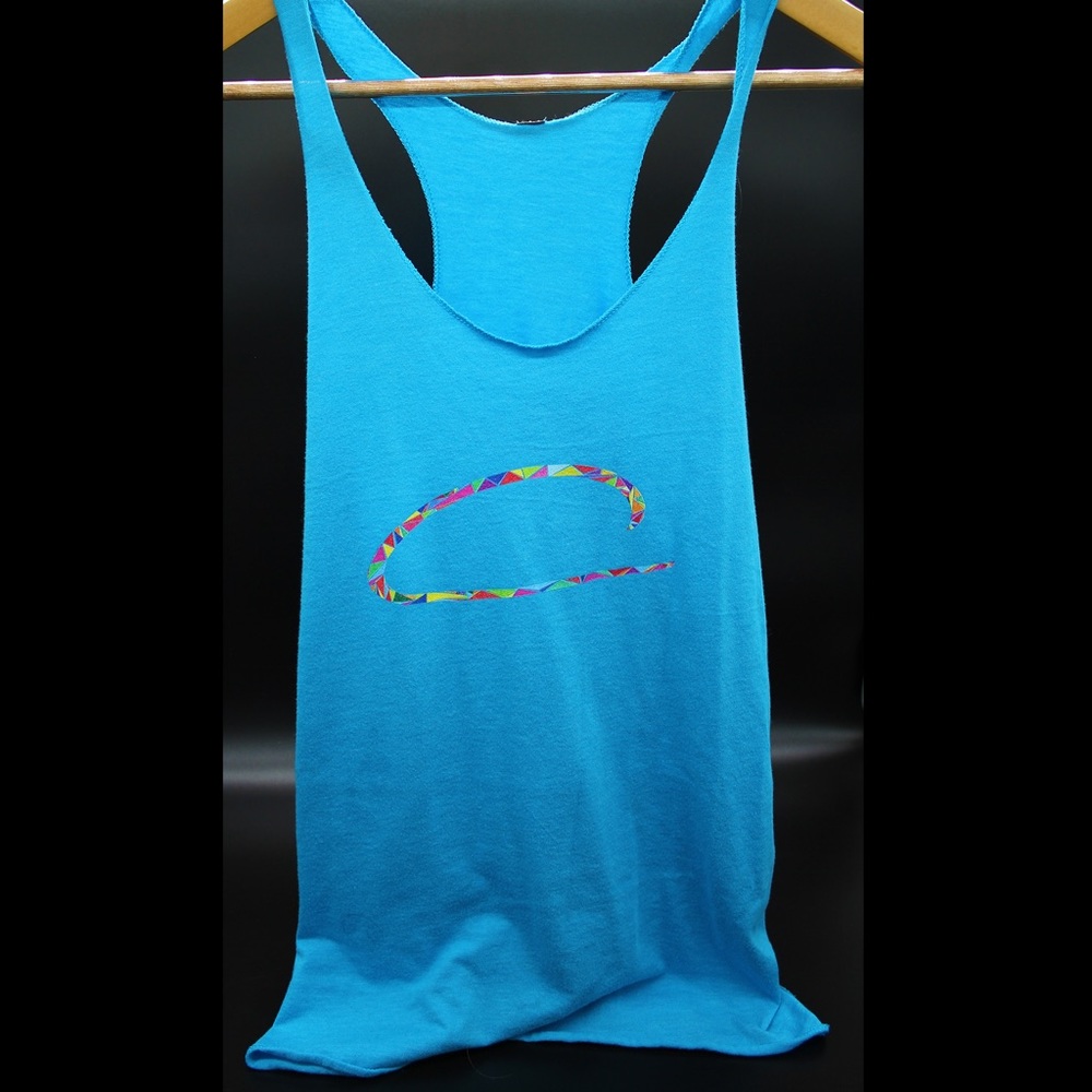 C colored design raw edge tank top